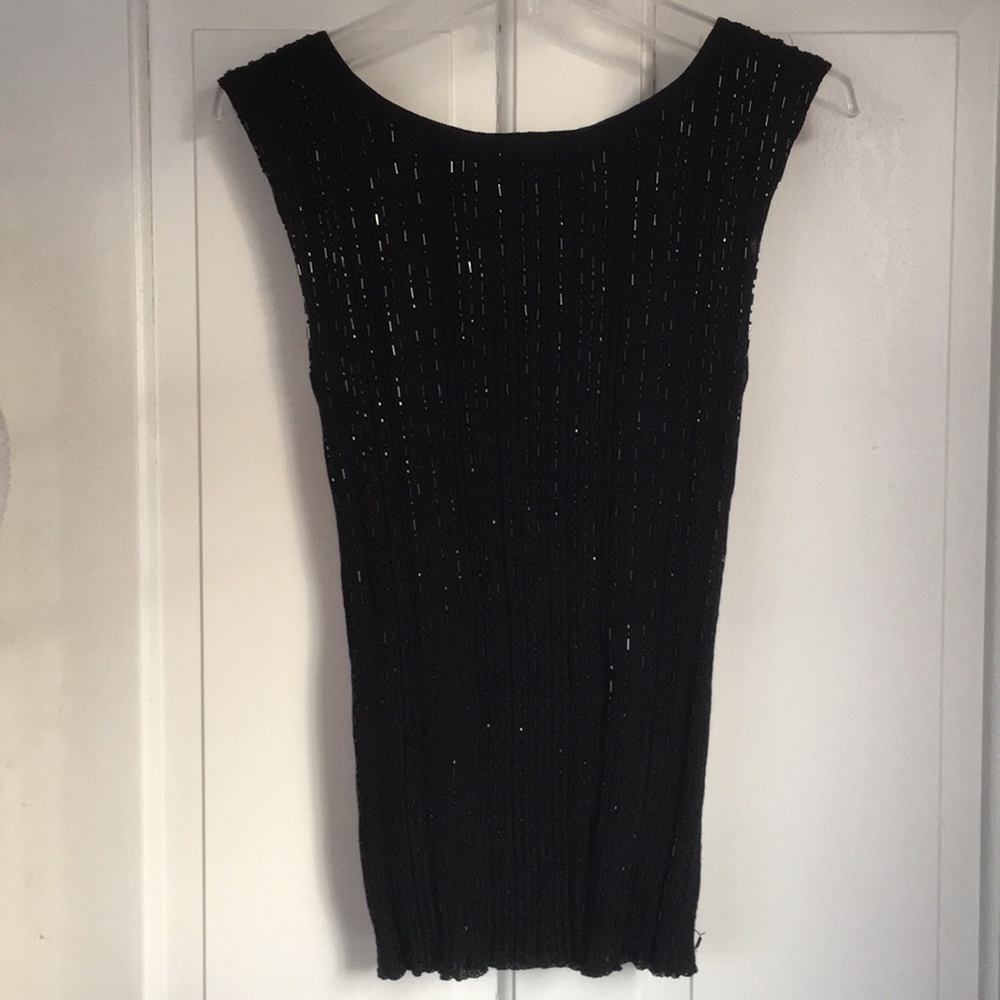 Ann Taylor black beaded sleeveless lined top